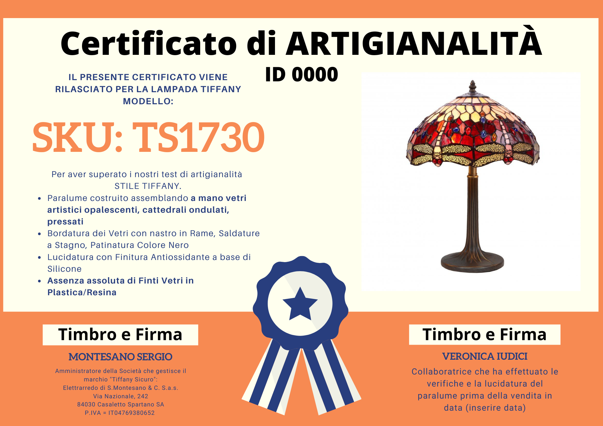 Lampada da Tavolo Tiffany con Libellule Rosso Rubino Grande, CERTIFICATO