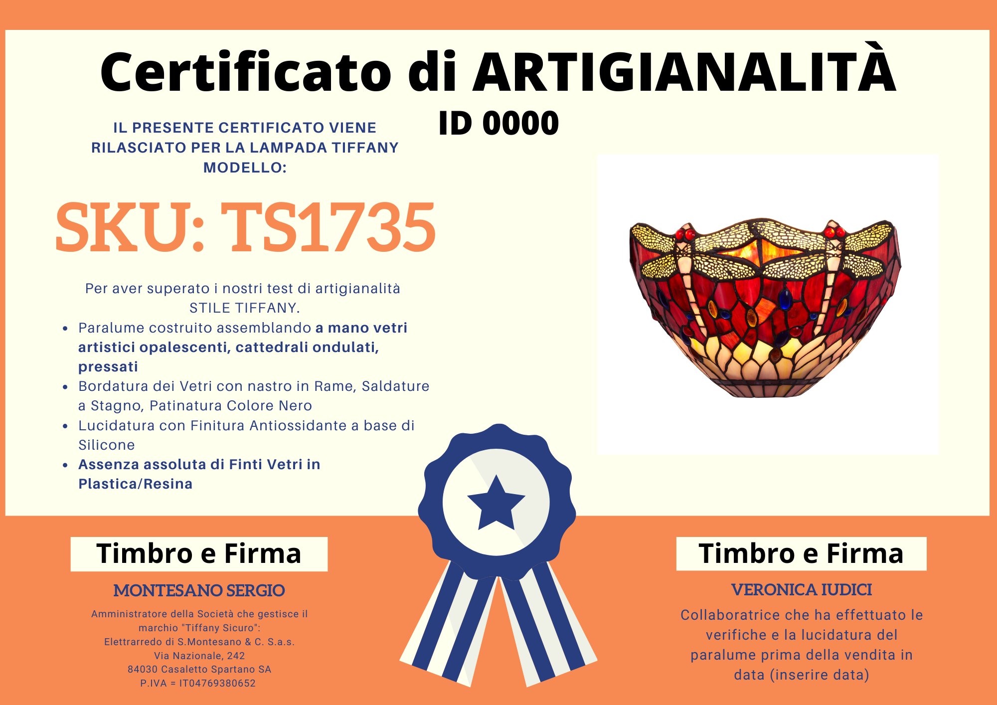Applique Tiffany con Libellule Rosso Rubino, 30cm 5 Applique Tiffany con Libellule Rosso Rubino CERTIFICATO