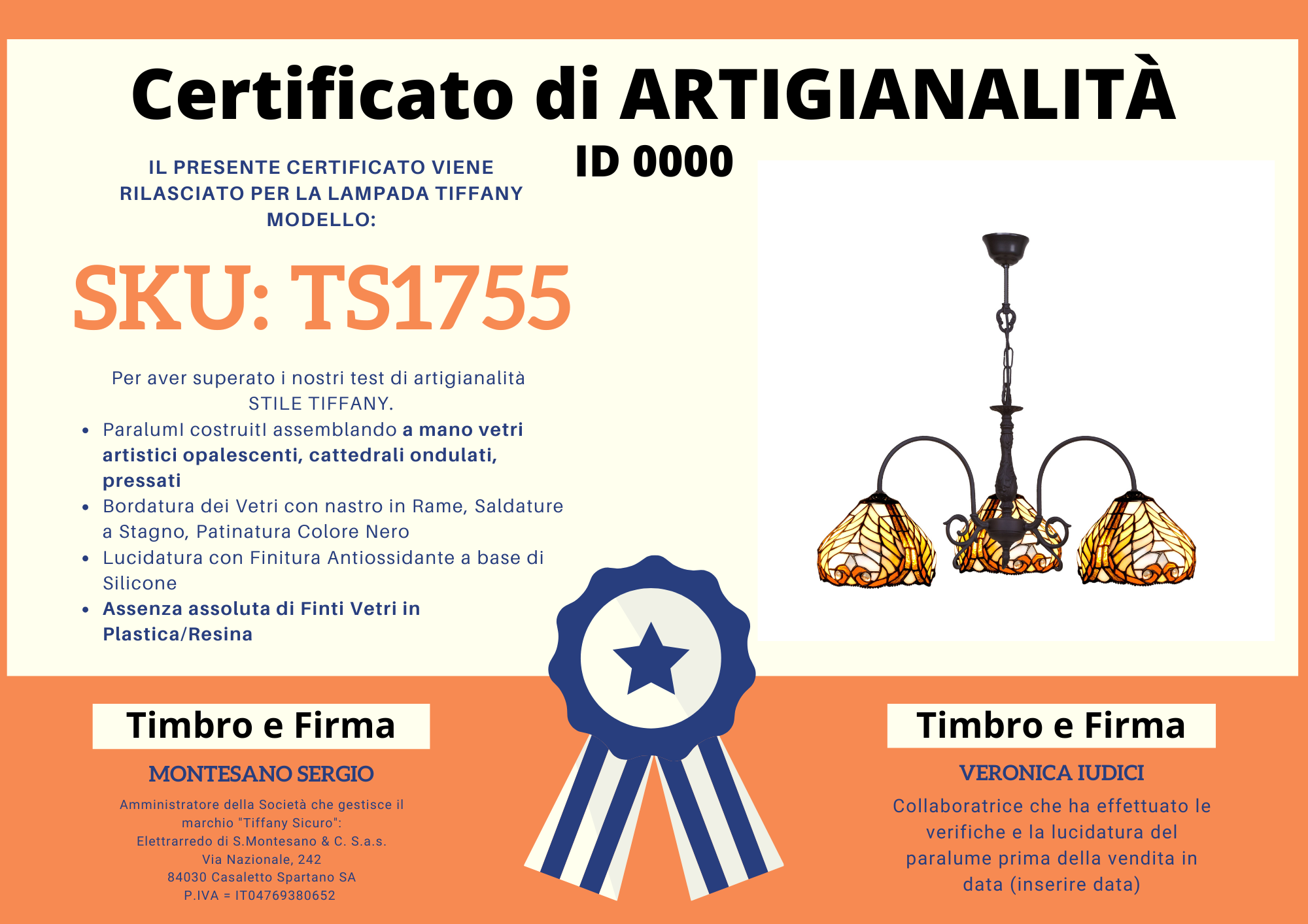 Lampadario Liberty a Bracci, certificato