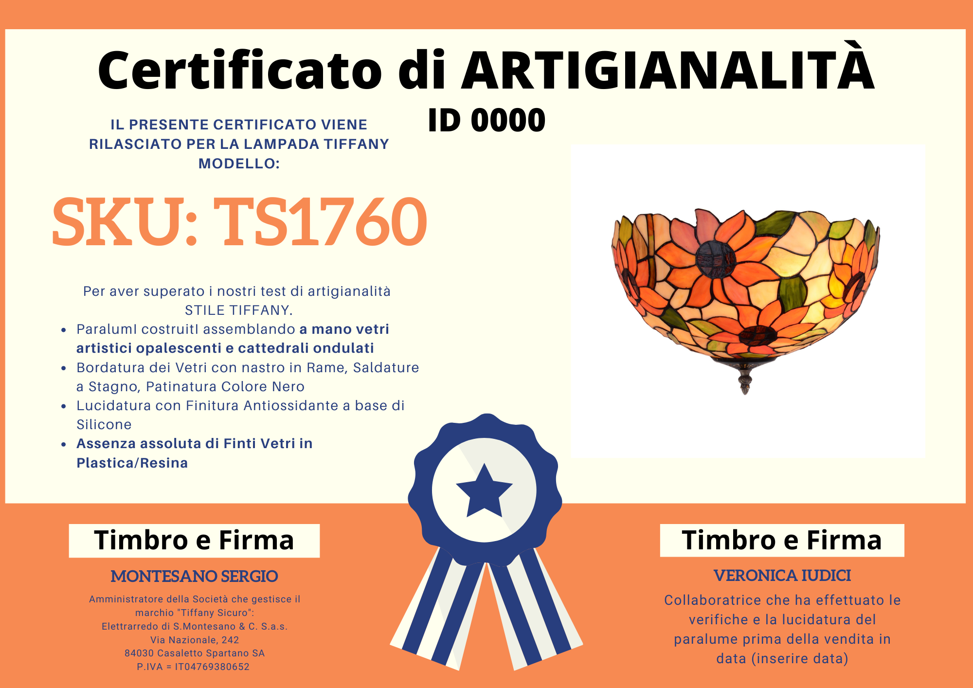 Plafoniera con Fiori Tiffany, 40cm 4 Plafoniera con Fiori Tiffany, certificato