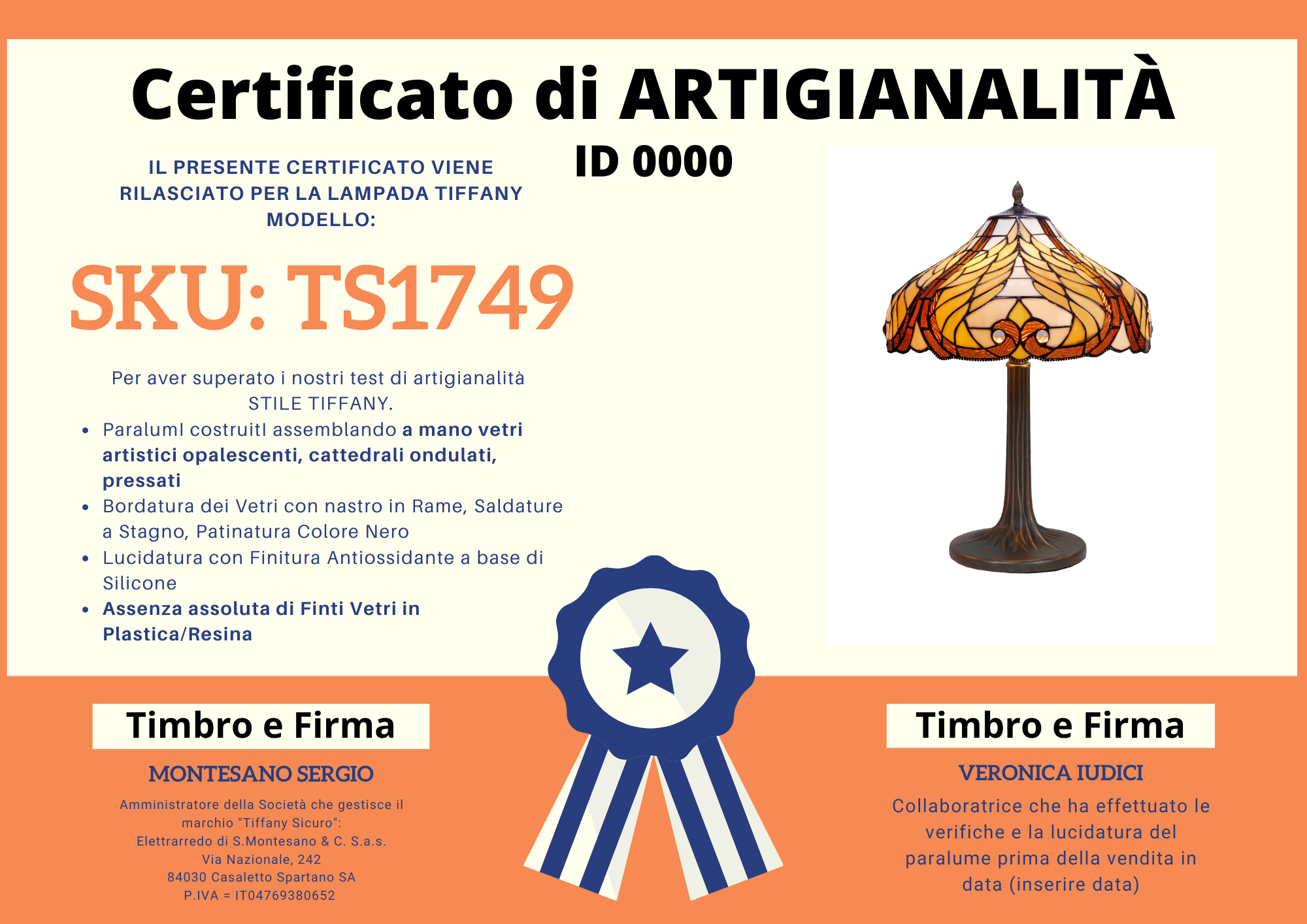 Lampada da Tavolo Liberty, certificato