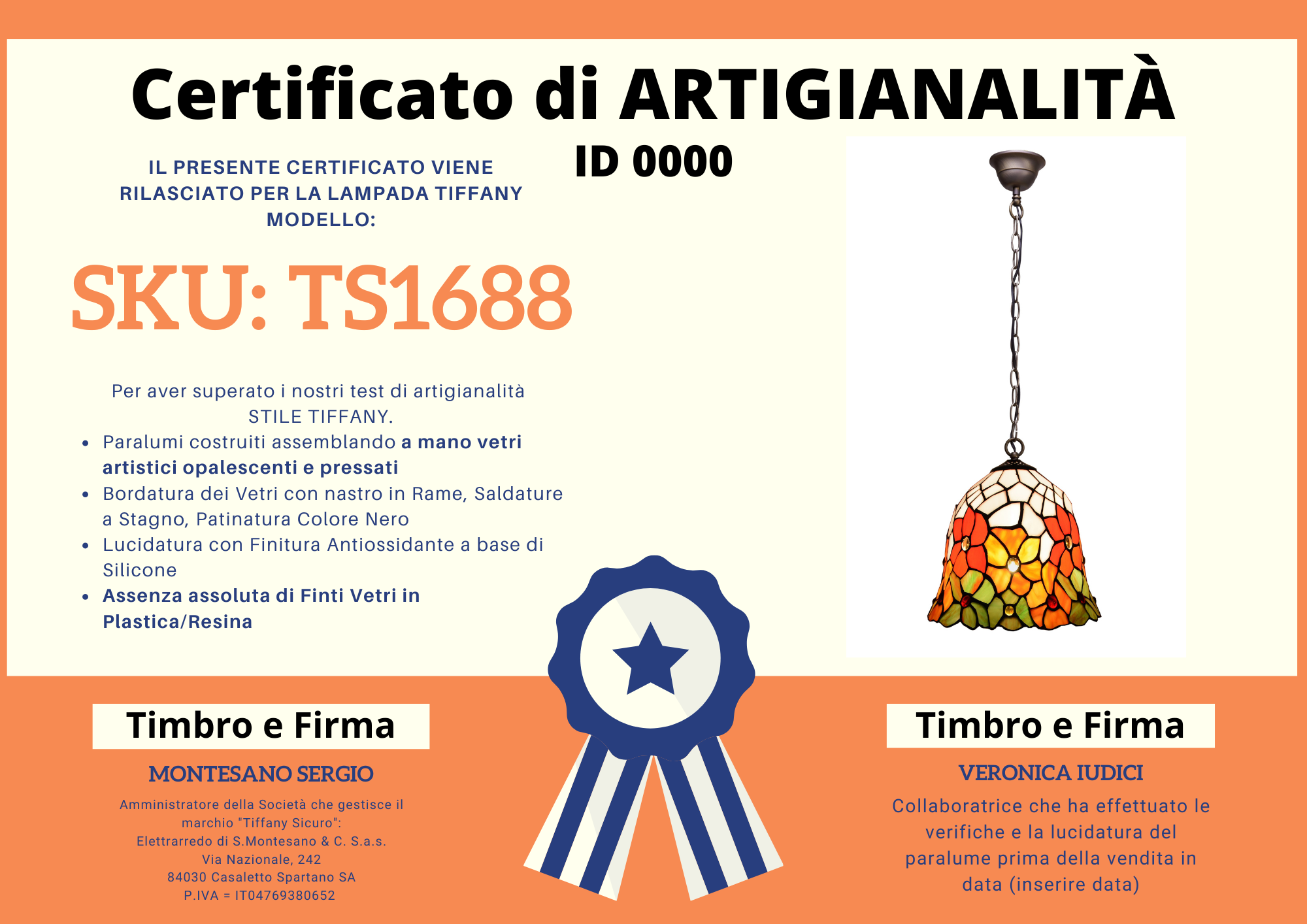Lampadario Fiori Rossi e Arancioni Piccolo, certificato
