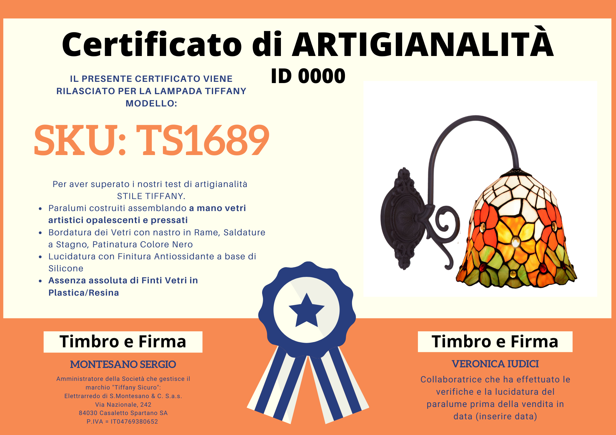 Applique Tiffany a Braccio Fiori Rossi e Arancioni, diametro 18cm 3 Applique Tiffany a Braccio Fiori Rossi e Arancioni, certificato