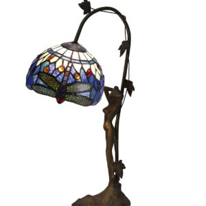 Abatjour Tiffany Blu con Libellule Scultura