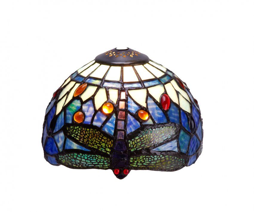 Abatjour Tiffany Blu con Libellule Scultura, paralume tiffany