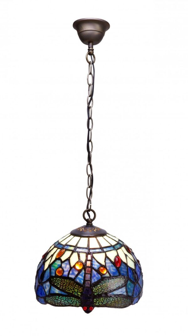 Lampadario Tiffany con Libellule sfondo Blu Piccolo