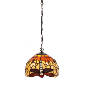 Lampadario Tiffany Giallo e Arancione con Libellule Piccolo