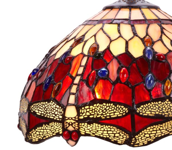 Lampadario Tiffany con Libellule Rosso Rubino