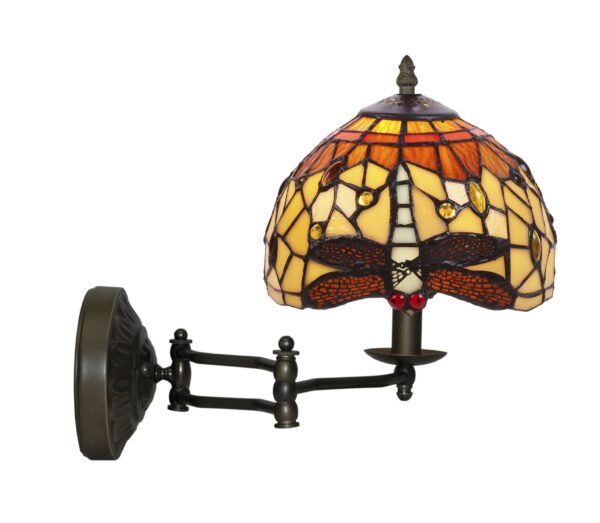 Applique Tiffany con Braccio Regolabile Arancione con Libellule