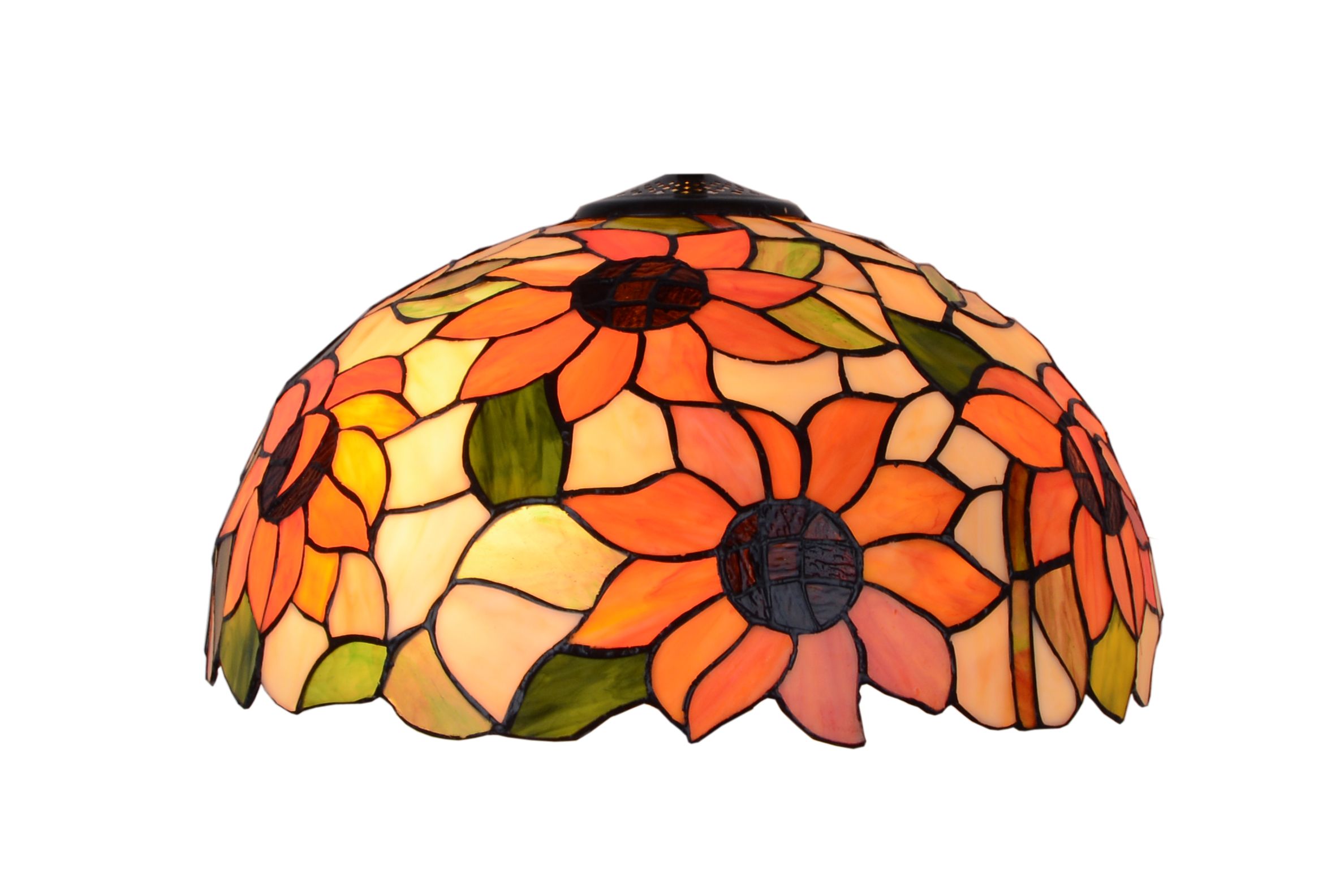 Plafoniera con Fiori Tiffany, 40cm 3 Plafoniera con Fiori Tiffany, dettagli paralume tiffany