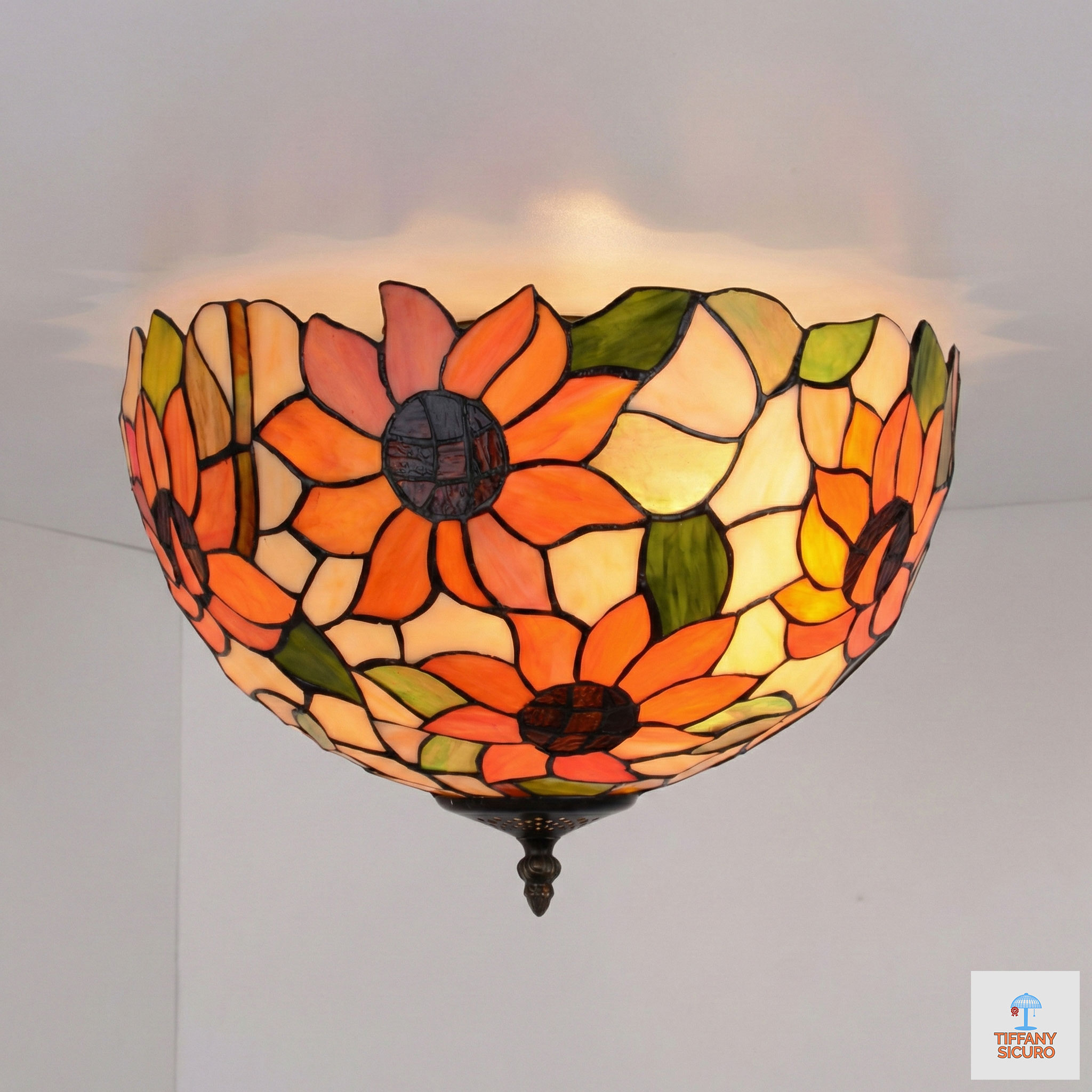 Plafoniera con Fiori Tiffany Piccola, 30cm 1 Plafoniera con Fiori Tiffany Piccola