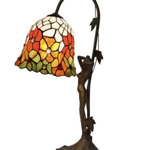 Abatjour Tiffany Fiori Rossi e Arancioni Scultura