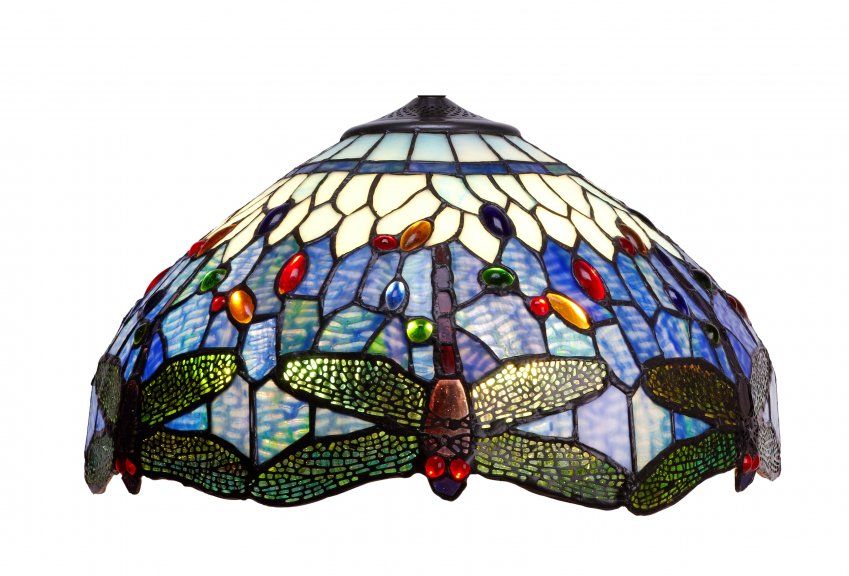 Lampadario Tiffany con Libellule sfondo Blu Grande, paralume tiffany
