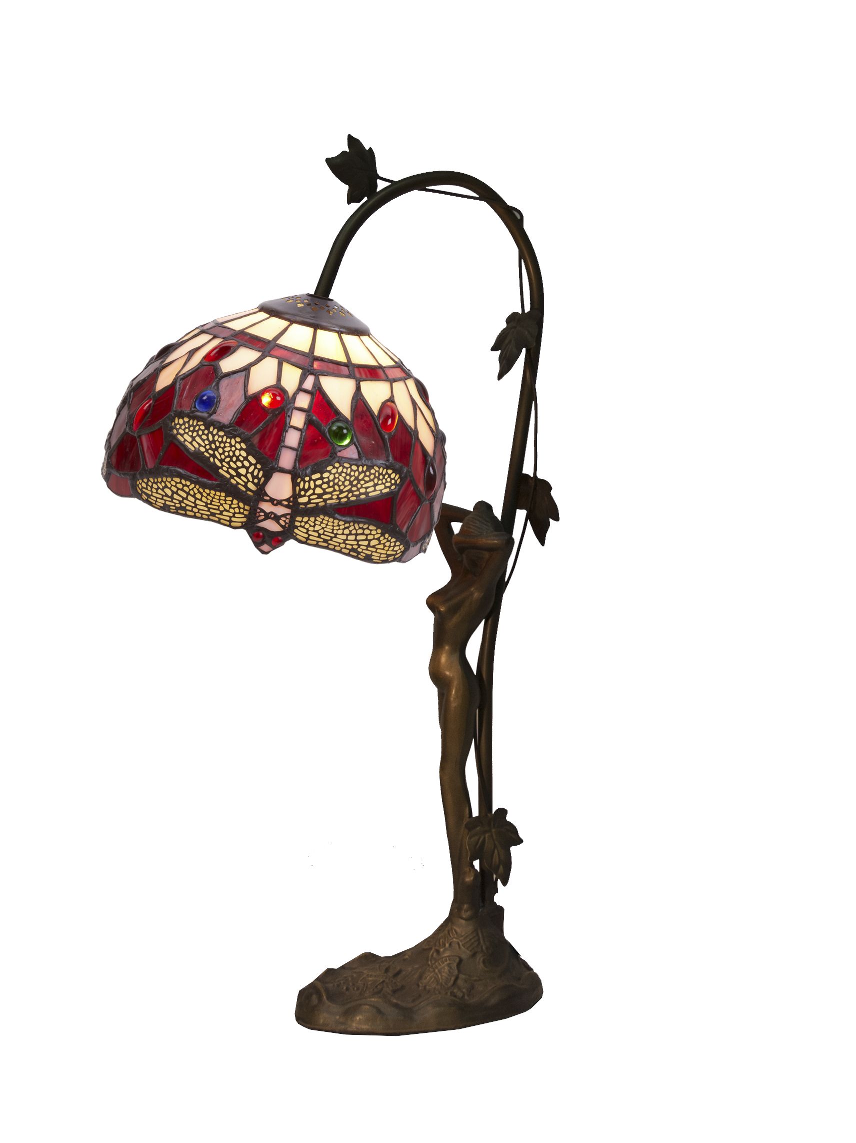 Abatjour Tiffany con Libellule Rosso Rubino, alta 54cm 2 Abatjour Tiffany con Libellule Rosso Rubino