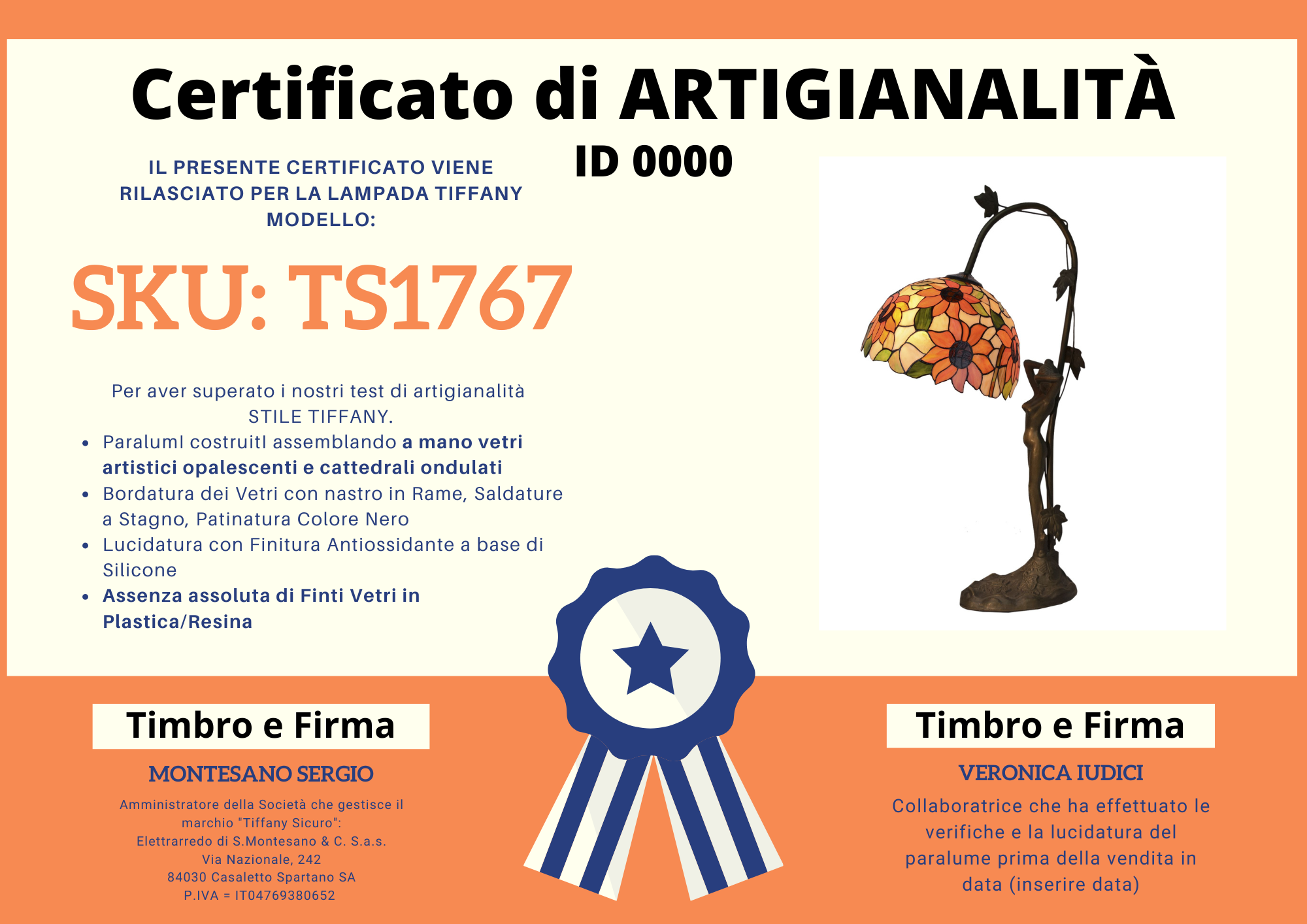 Abatjour Tiffany Scultura con Fiori, alta 54cm 4 Abatjour Tiffany Scultura con Fiori, certificato