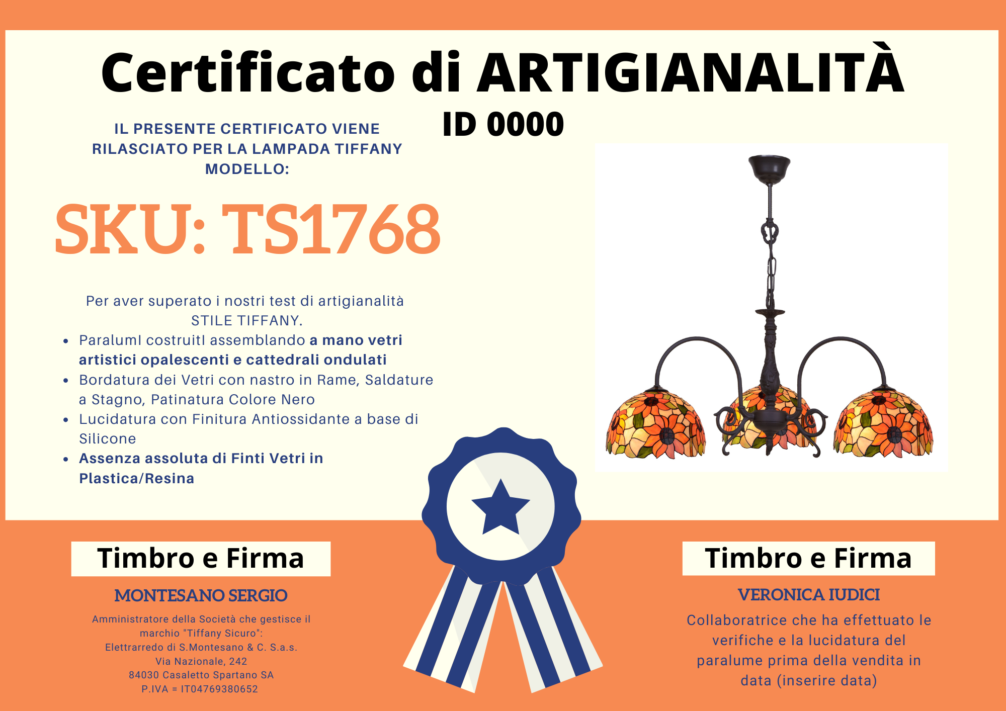 Lampadario Tiffany a Bracci con Fiori, certificato Lampadario Tiffany a Bracci con Fiori, certificato