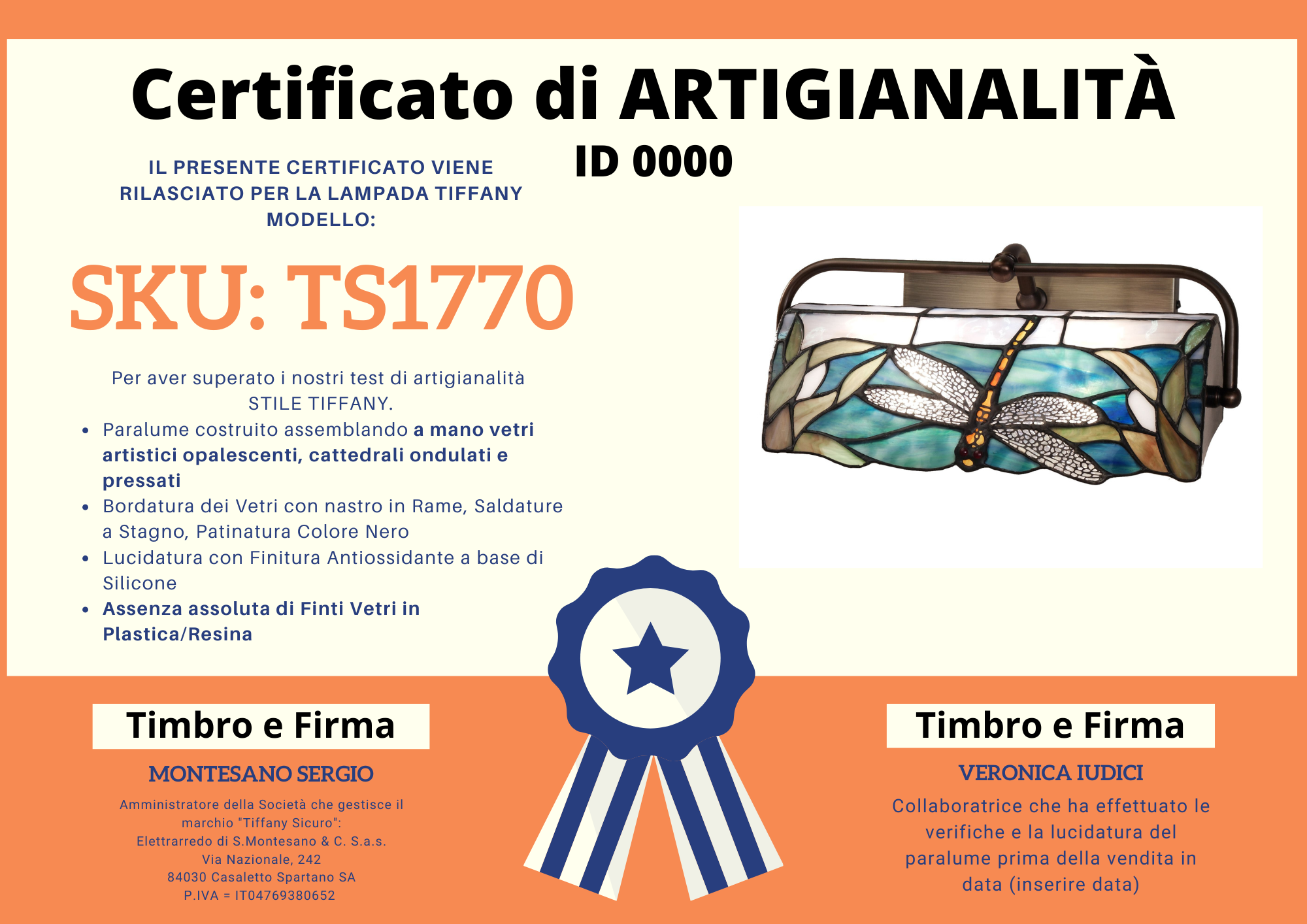 Applique Liberty Libellule Regolabile, certificato