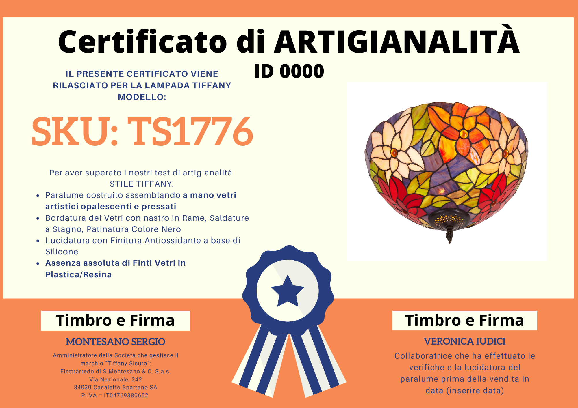 Plafoniera Decorativa con Fiori Tiffany, 40cm 4 Plafoniera Decorativa con Fiori Tiffany, certificato