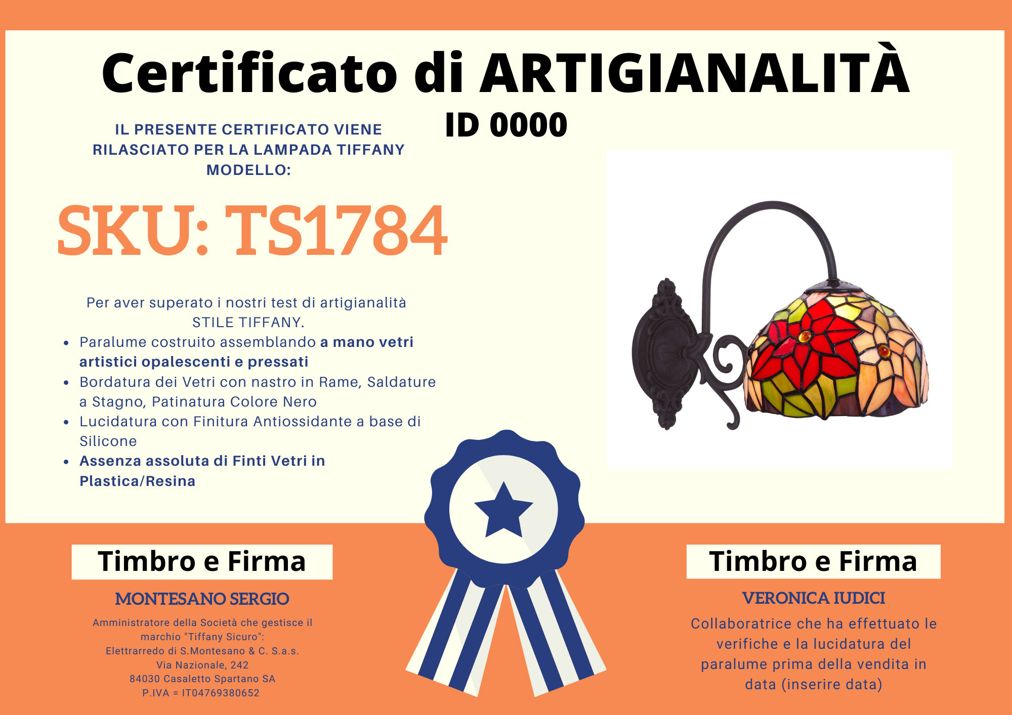 Applique Tiffany a Braccio Decorativa con Fiori, diametro 20cm 4 Applique Tiffany a Braccio Decorativa con Fiori, certificato