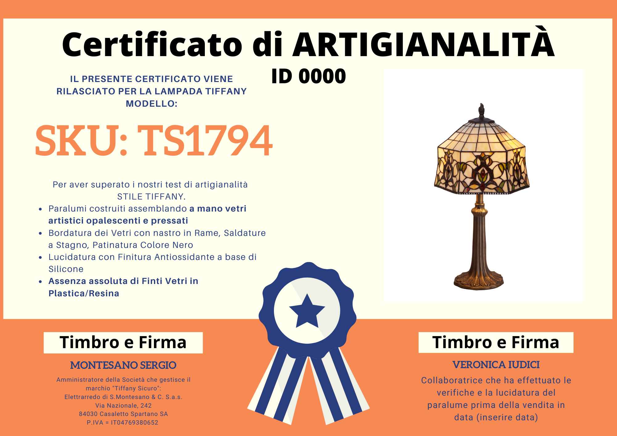 Lampada da Tavolo Vintage Tiffany Media, certificato