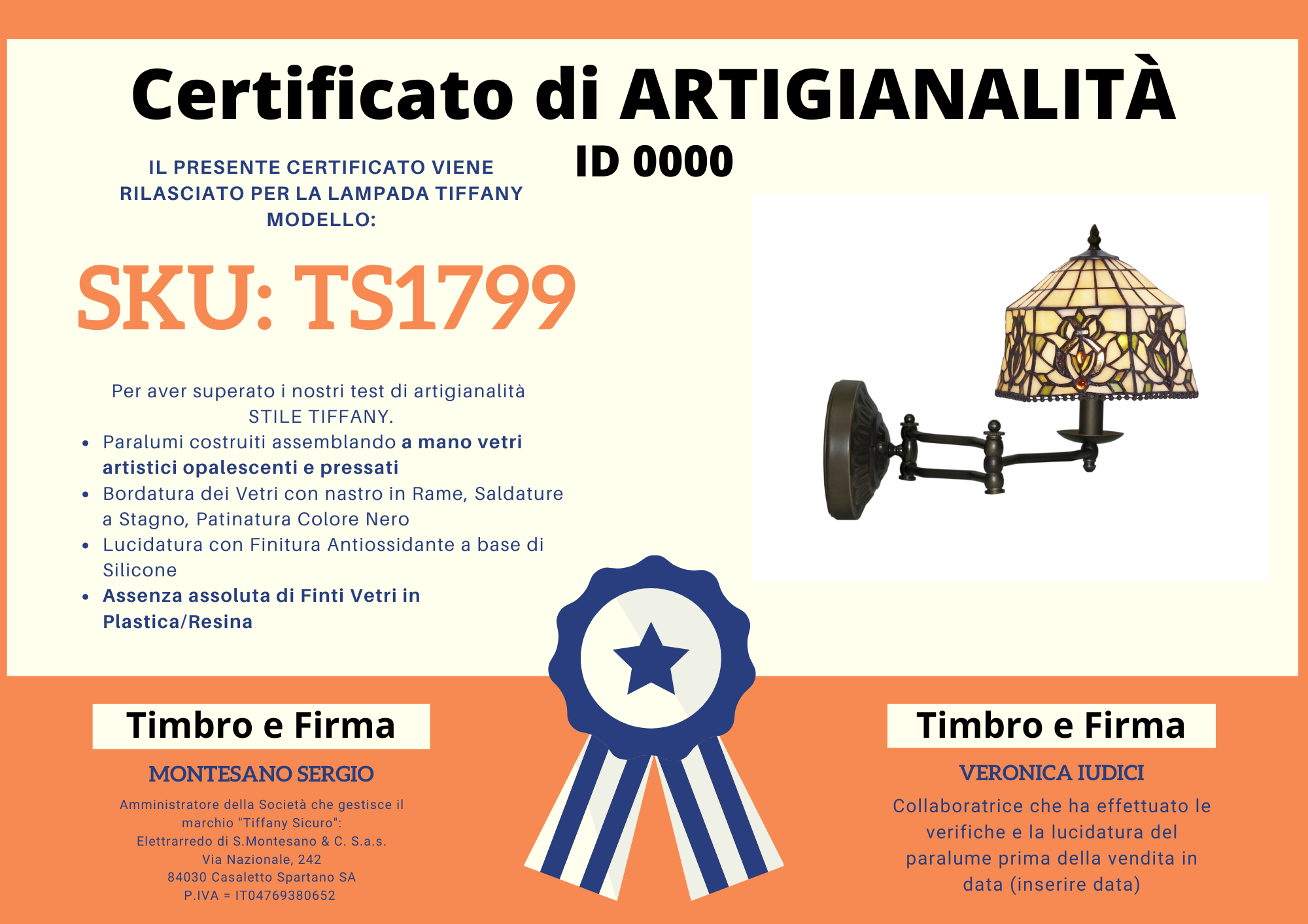 Applique Vintage a Braccio Regolabile Tiffany, certificato