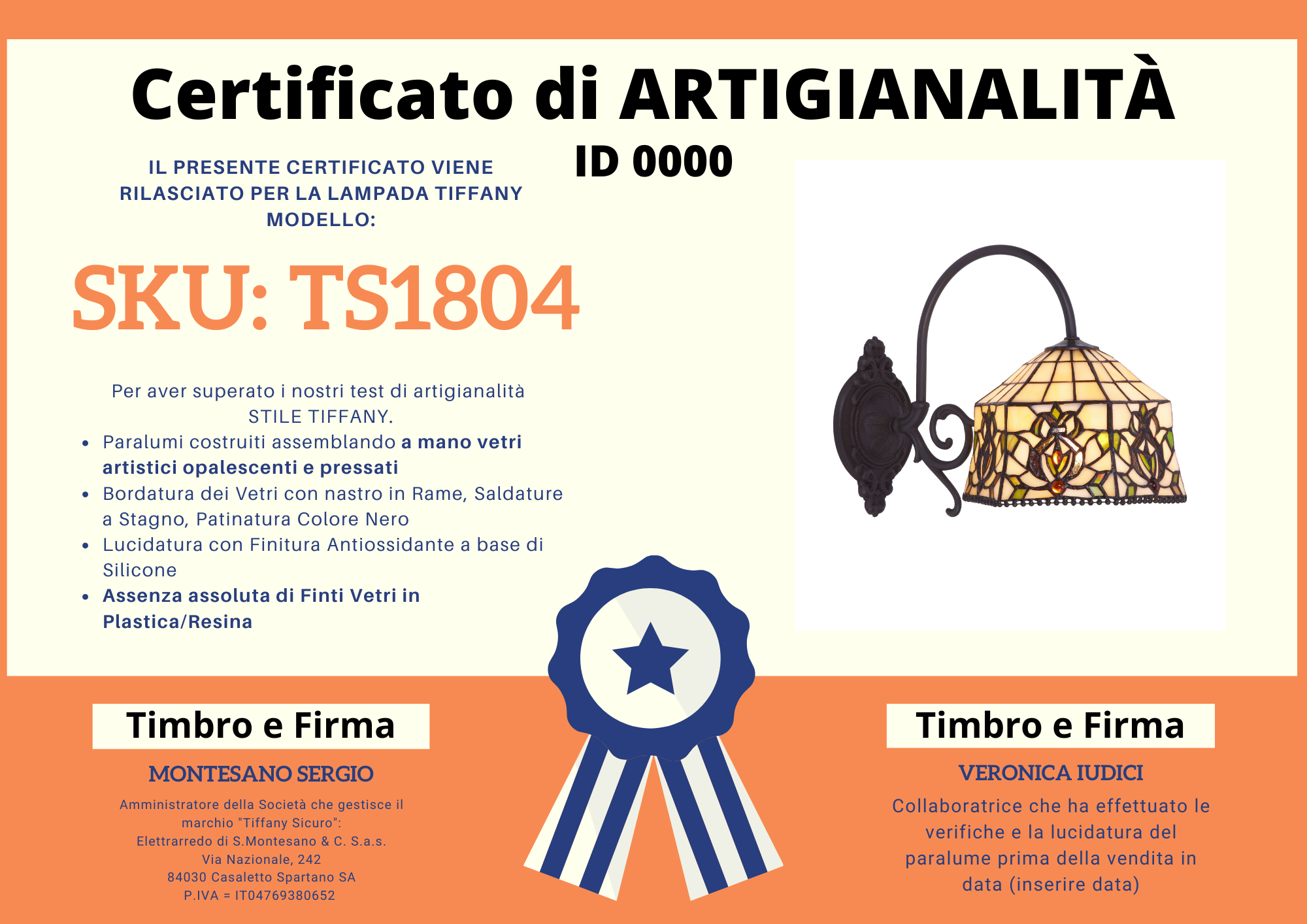 Applique Vintage Tiffany a Braccio, certificato Applique Vintage Tiffany a Braccio, certificato