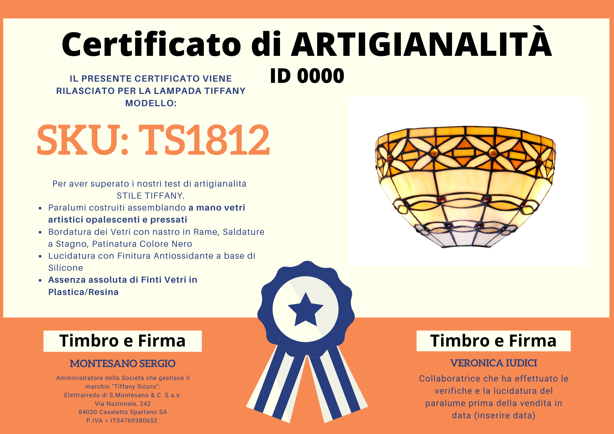 Applique Art Deco Stile Tiffany, certificato