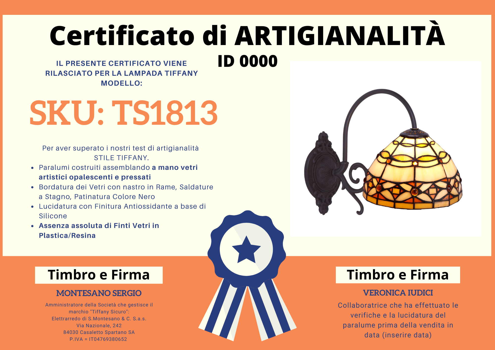 Applique Art Deco Tiffany a Braccio, certificato