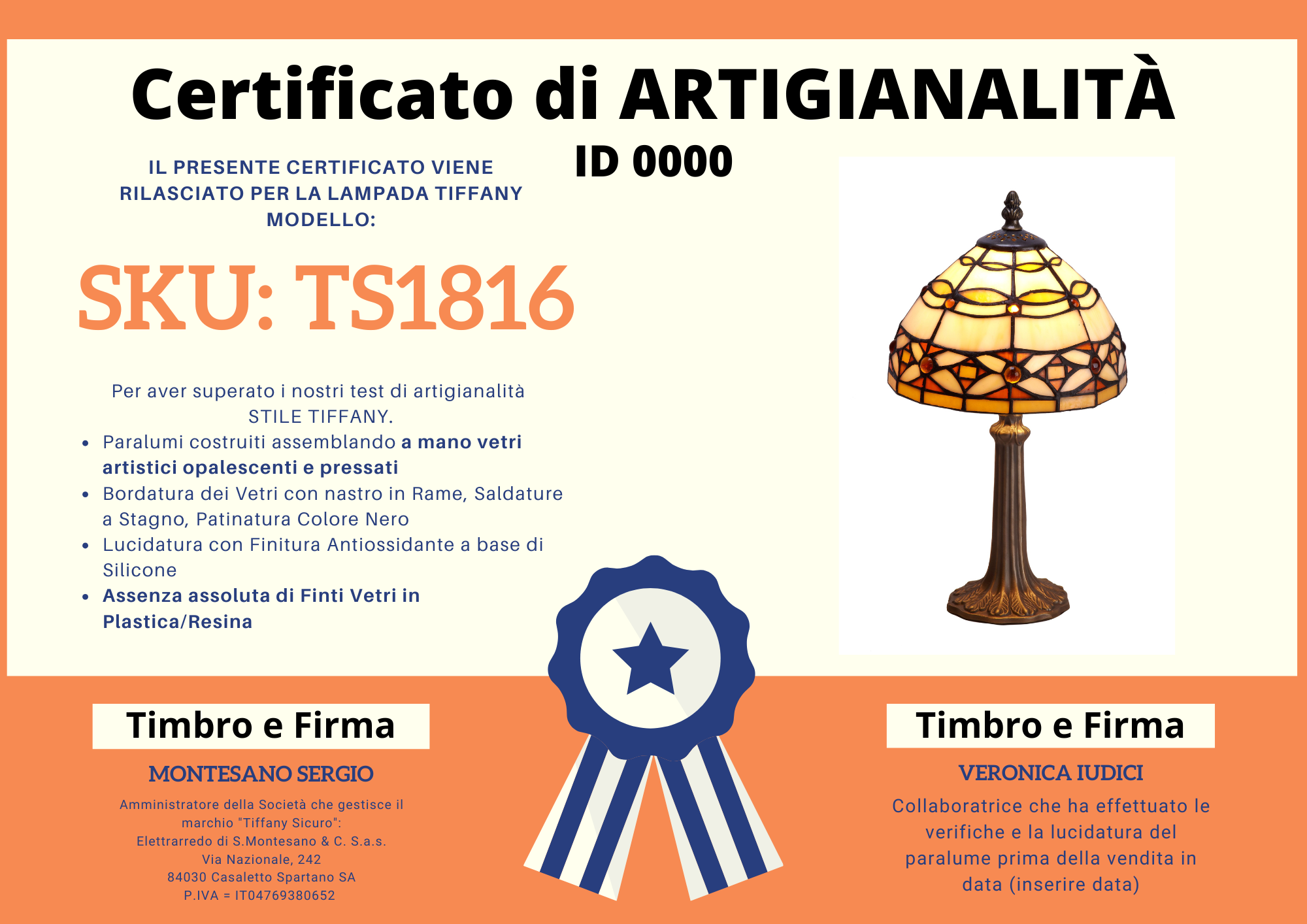 Abat Jour Art Deco Tiffany, certificato