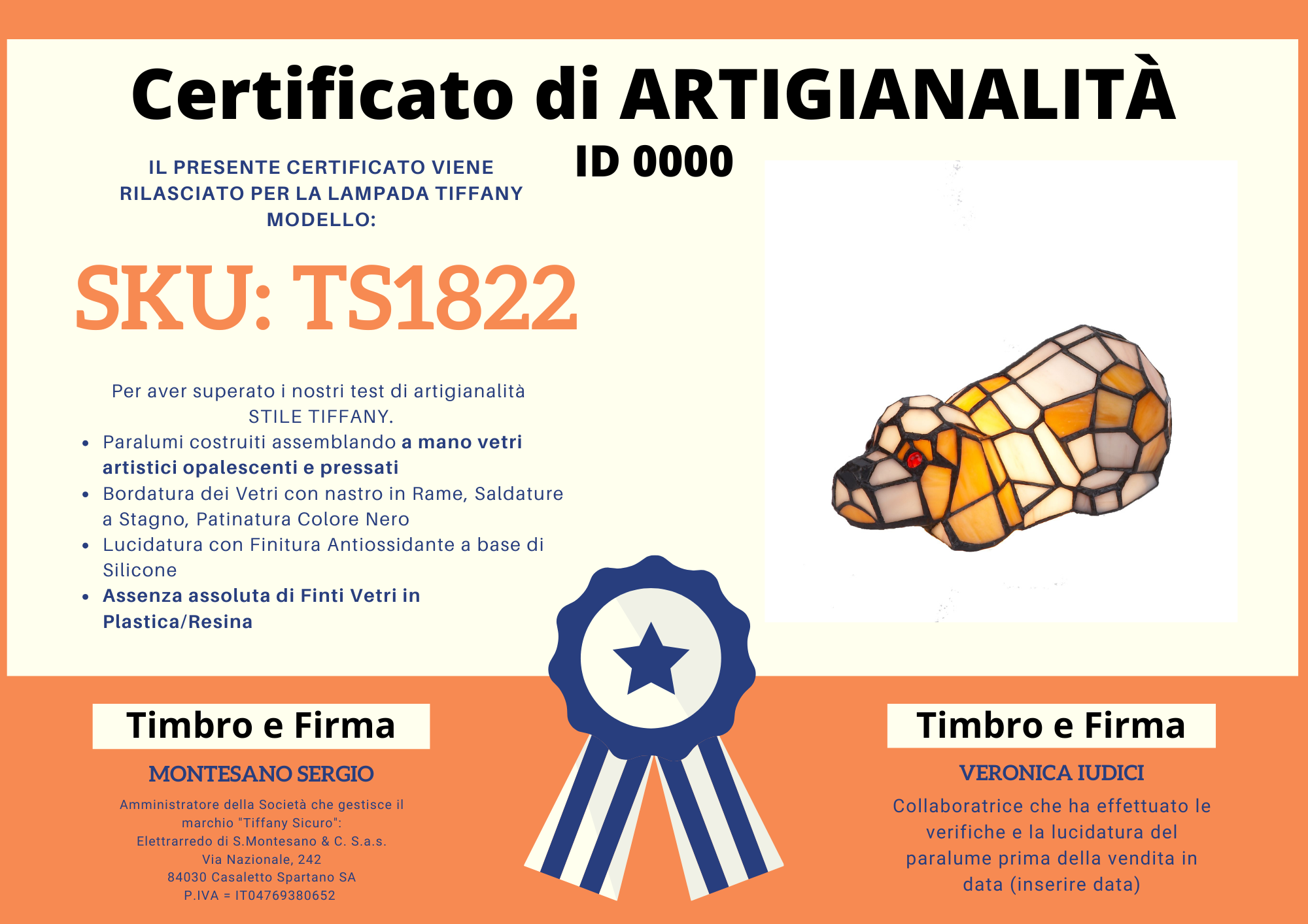 Lampada da Tavolo Tiffany a forma di Cane, lunga 27cm 3 Lampada da Tavolo Tiffany a forma di Cane, certificato