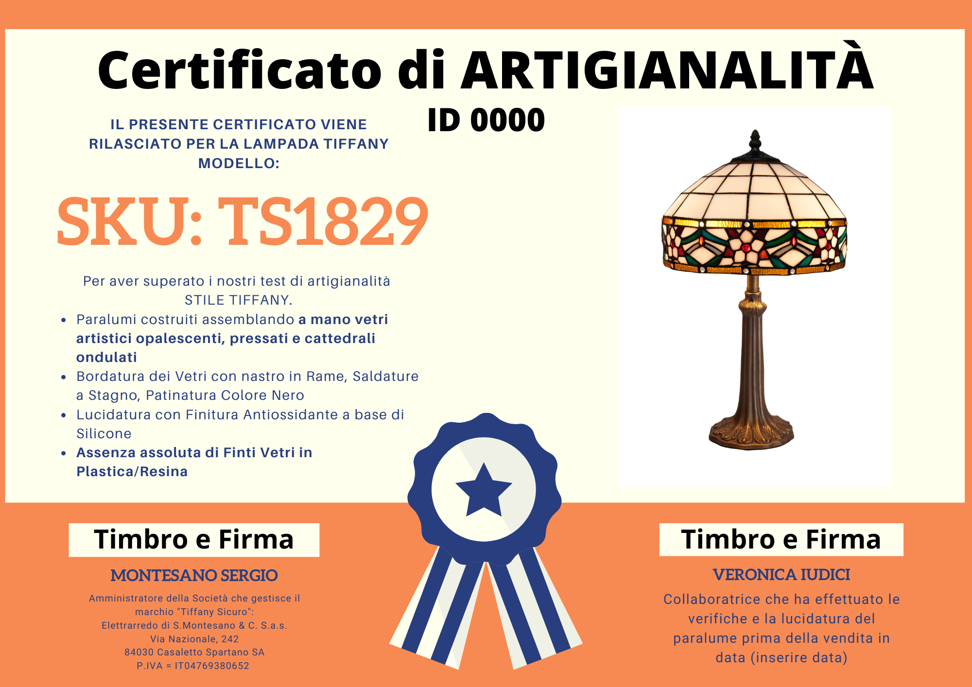 Lampada da Tavolo Floreale Tiffany Media, 30cm 4 Lampada da Tavolo Floreale Tiffany Media, certificato