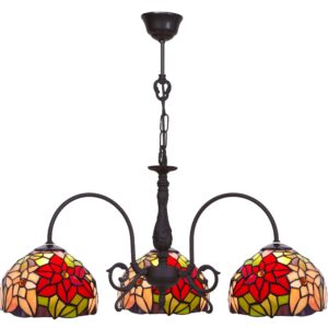 Lampadario Tiffany Decorativo a Bracci con Fiori