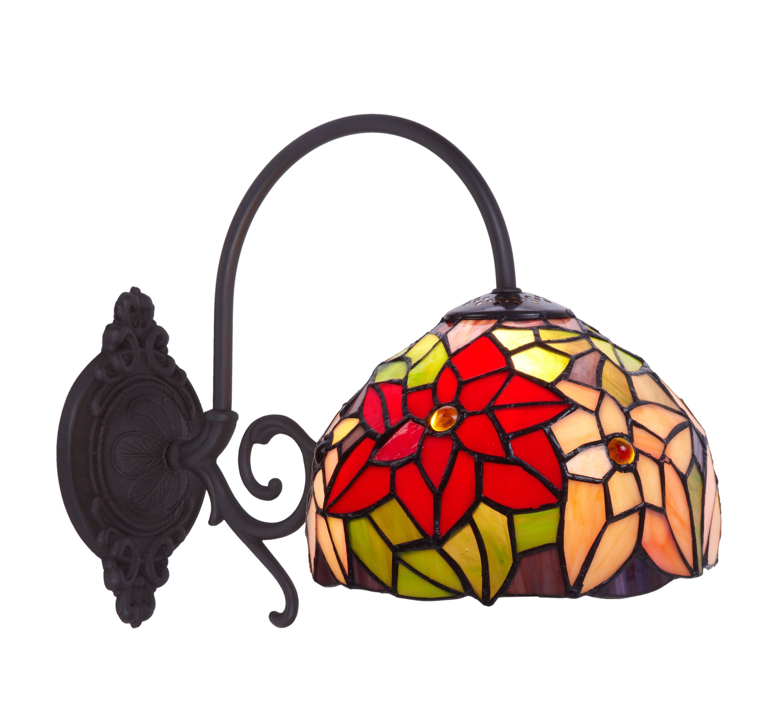 Applique Tiffany a Braccio Decorativa con Fiori, diametro 20cm 2 Applique Tiffany a Braccio Decorativa con Fiori