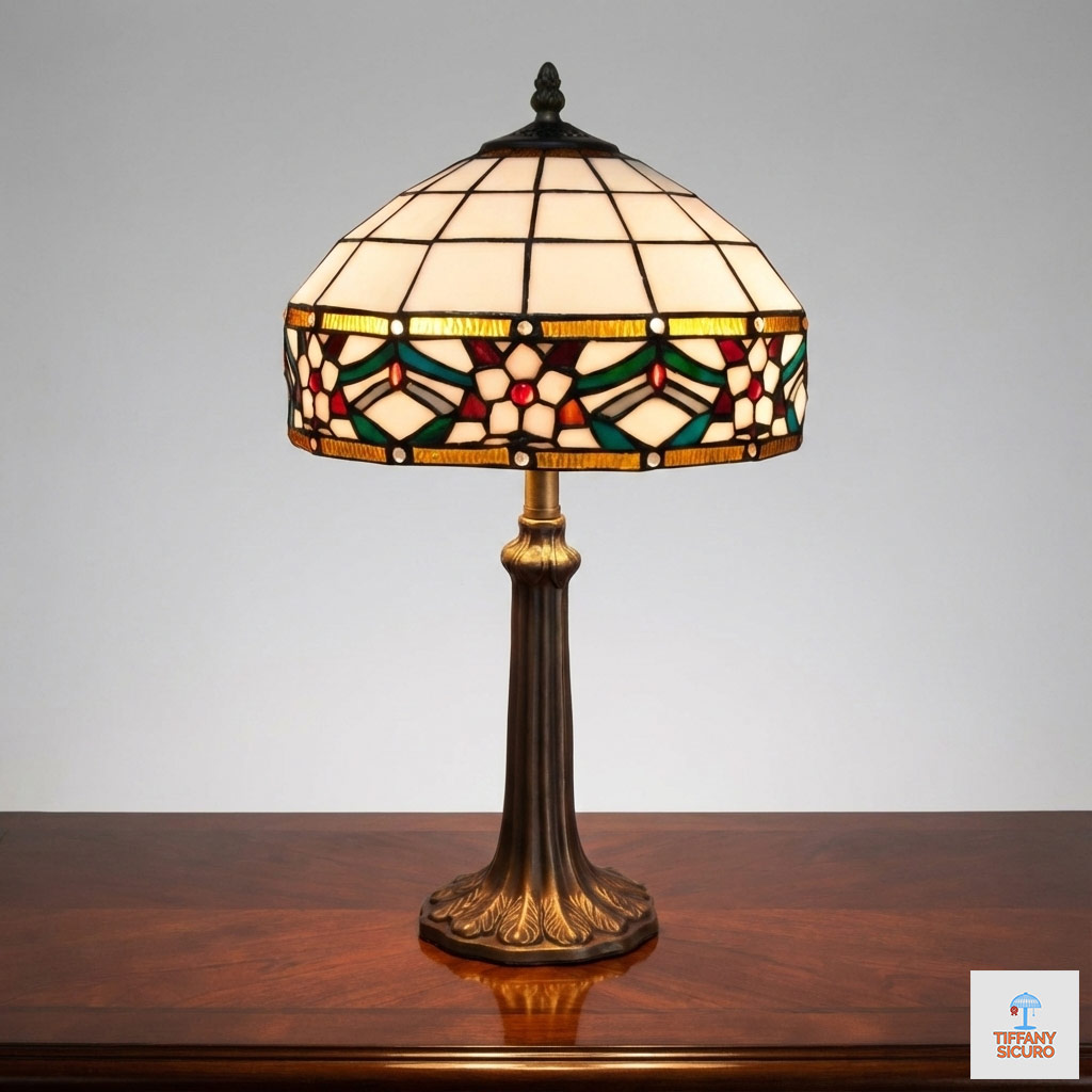 Lampada da Tavolo Floreale Tiffany Media, 30cm 1 Lampada da Tavolo Floreale Tiffany Media