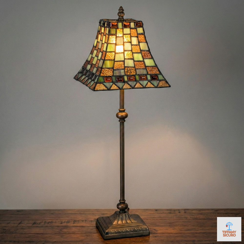 Lampada da Tavolo Vintage alta 60cm Tiffany, 20x20cm 1 Lampada da Tavolo Vintage alta 60cm Tiffany