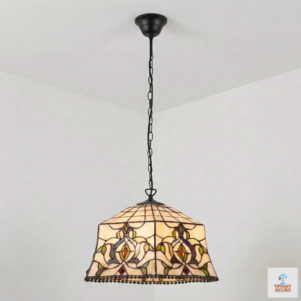 Lampadario Vintage Tiffany, 40cm 1 Lampadario Vintage Tiffany