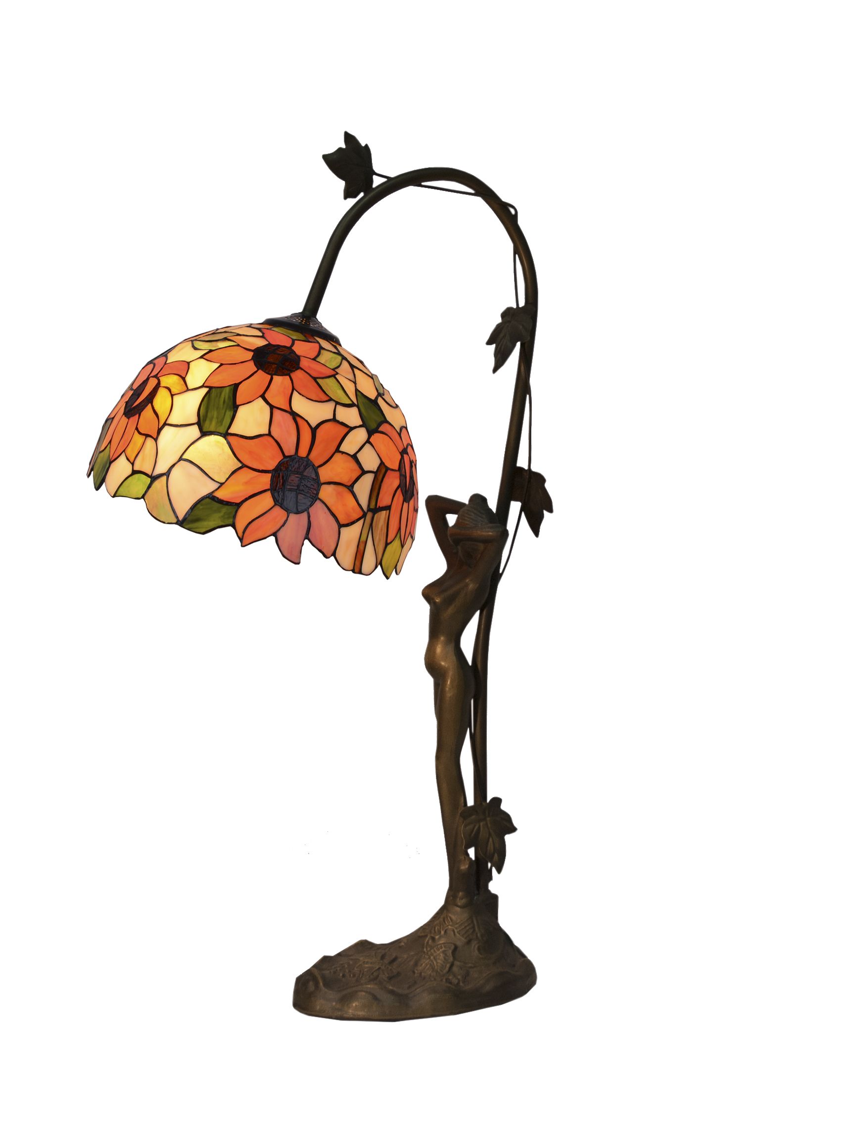 Abatjour Tiffany Scultura con Fiori, alta 54cm 2 Abatjour Tiffany Scultura con Fiori