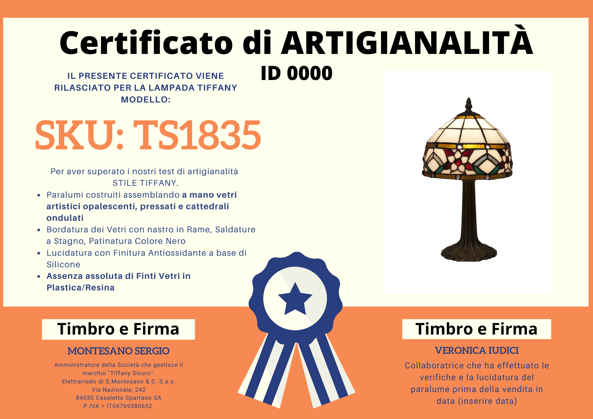 Abat Jour Floreale Tiffany, certificato