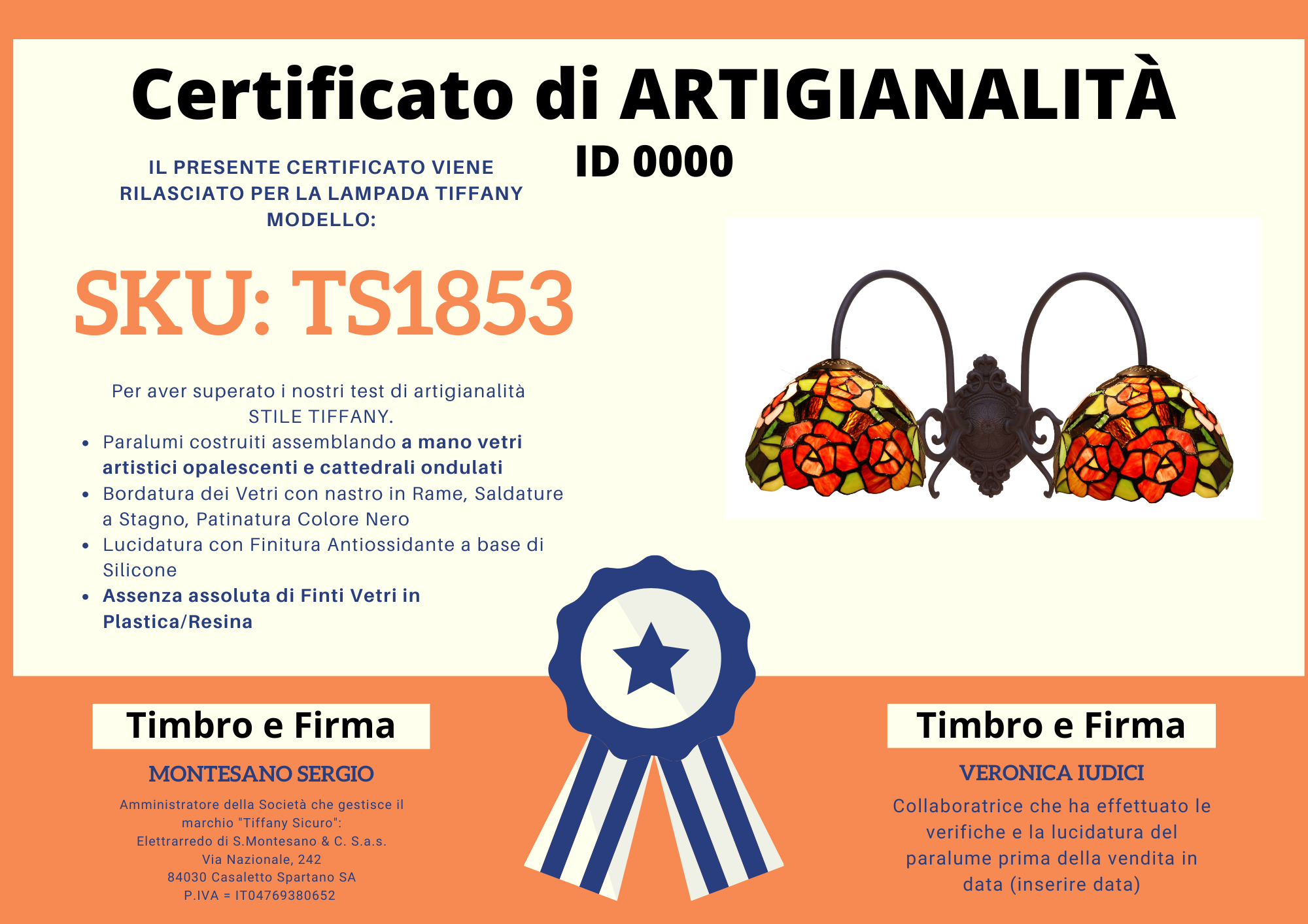 Applique con Rose Rosse Tiffany a 2 Bracci, larga 46cm 6 Applique con Rose Rosse Tiffany a 2 Bracci, certificato