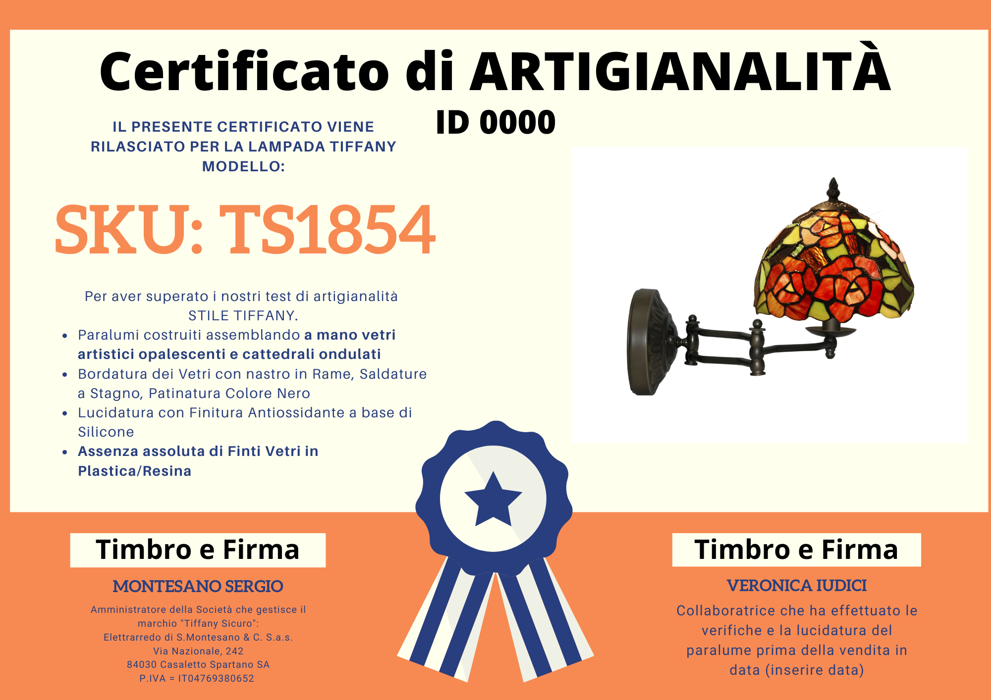 Applique con Rose Rosse a Braccio Regolabile Tiffany, certificato