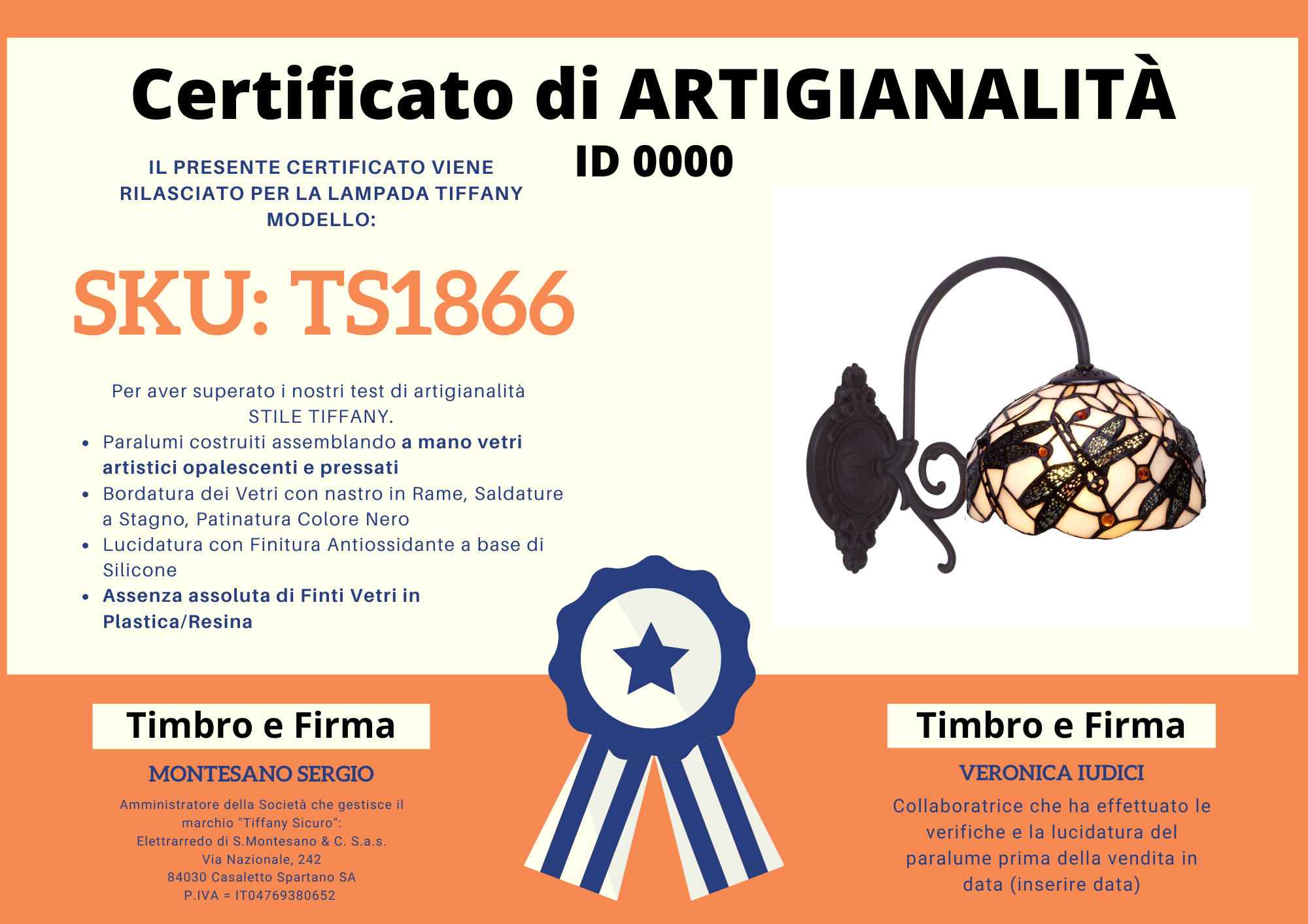 Applique Tiffany a Braccio con Libellule, certificato