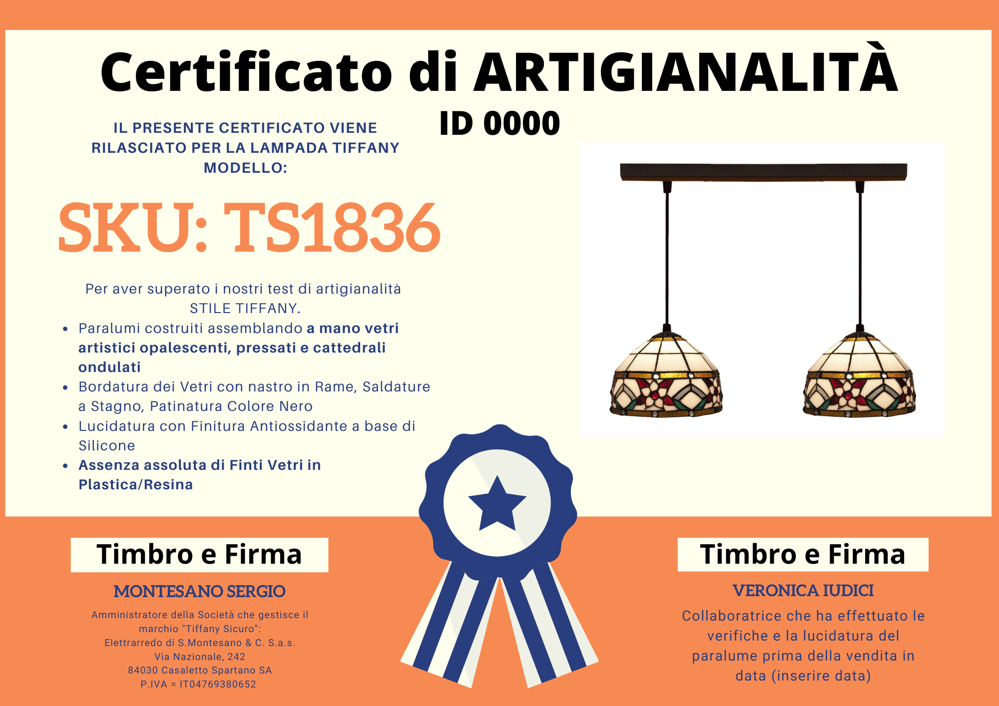 Lampadario Floreale Tiffany a Doppia Sospensione, certificato