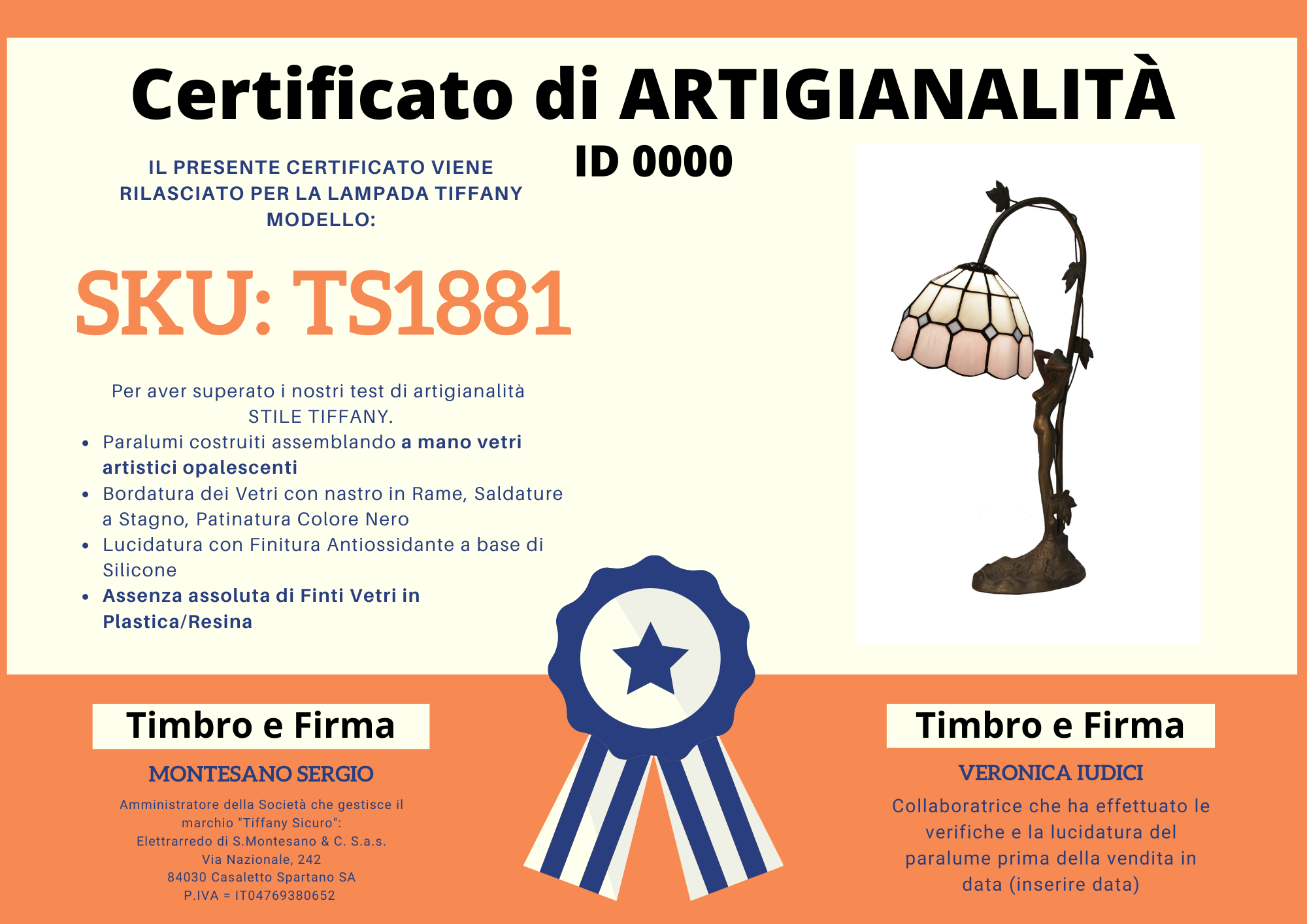 Abat Jour Tiffany Classica, certificato