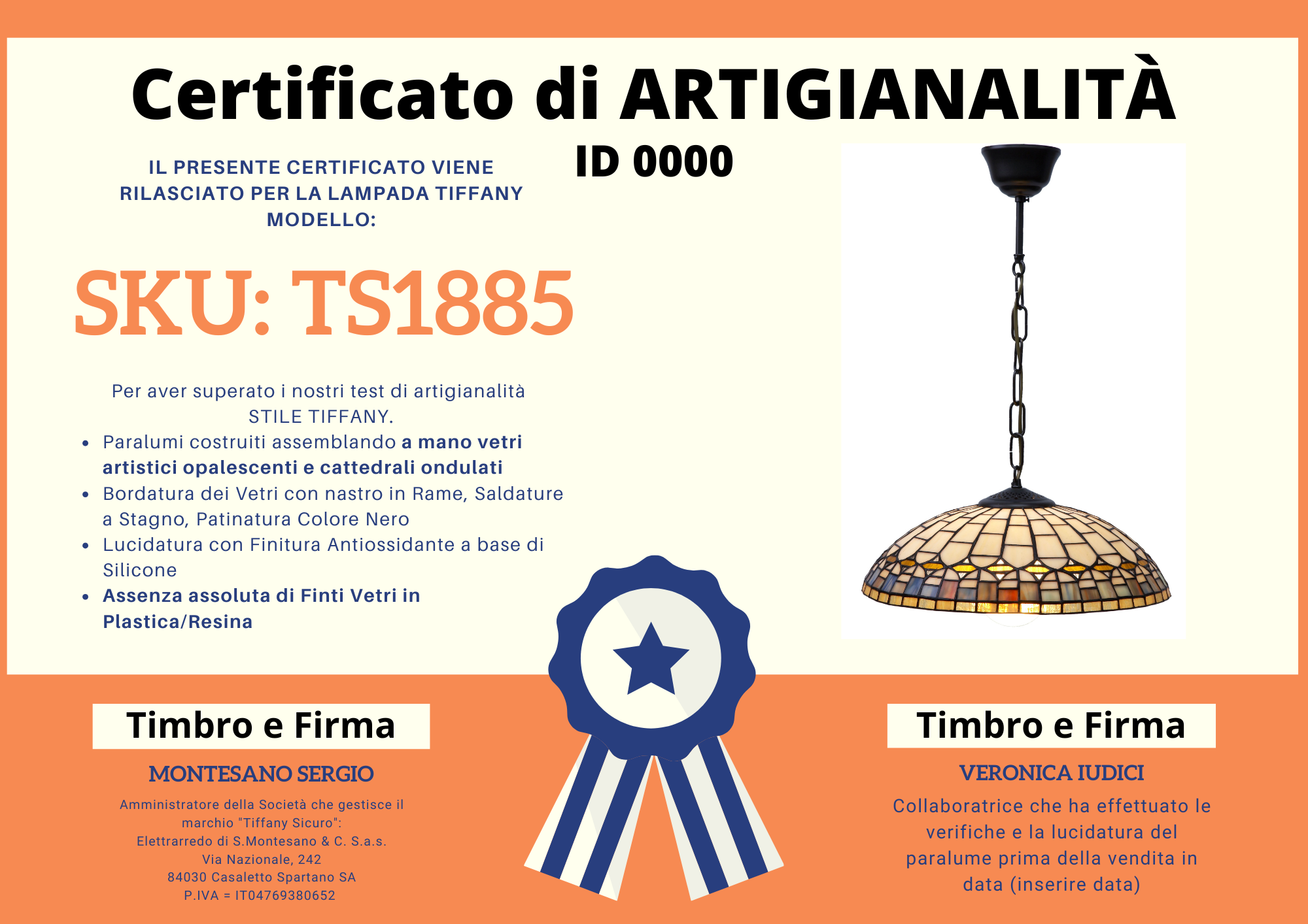Lampadario Stile Art Deco Tiffany, 40cm 4 Lampadario Stile Art Deco Tiffany, certificato