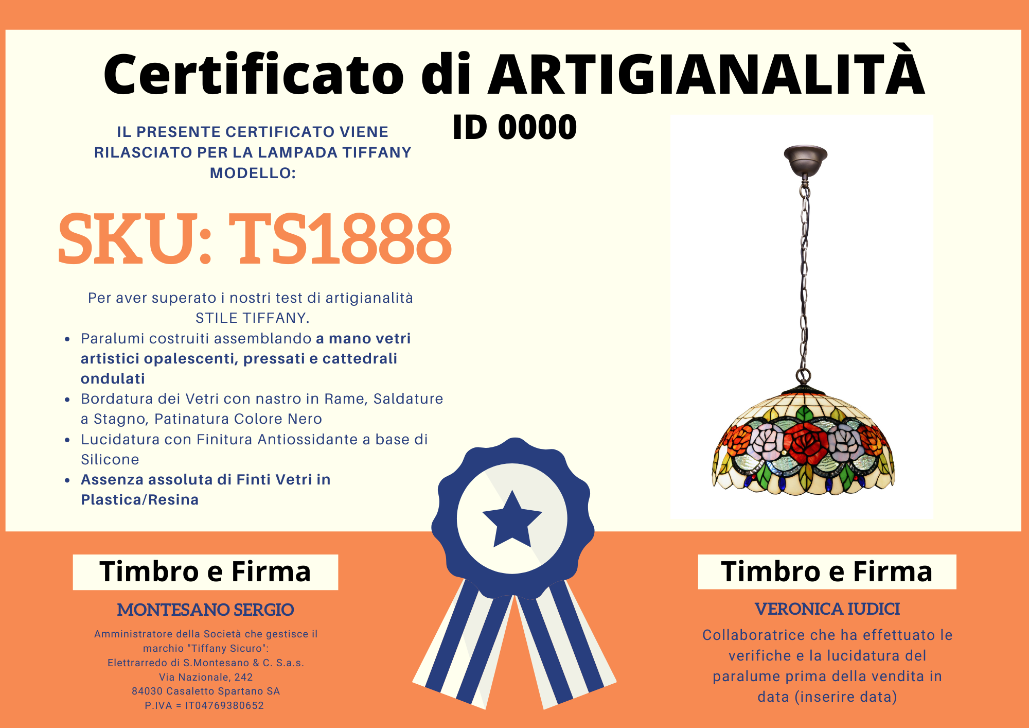 Lampadario con Rose Tiffany, 40cm 4 Lampadario con Rose Tiffany, certificato