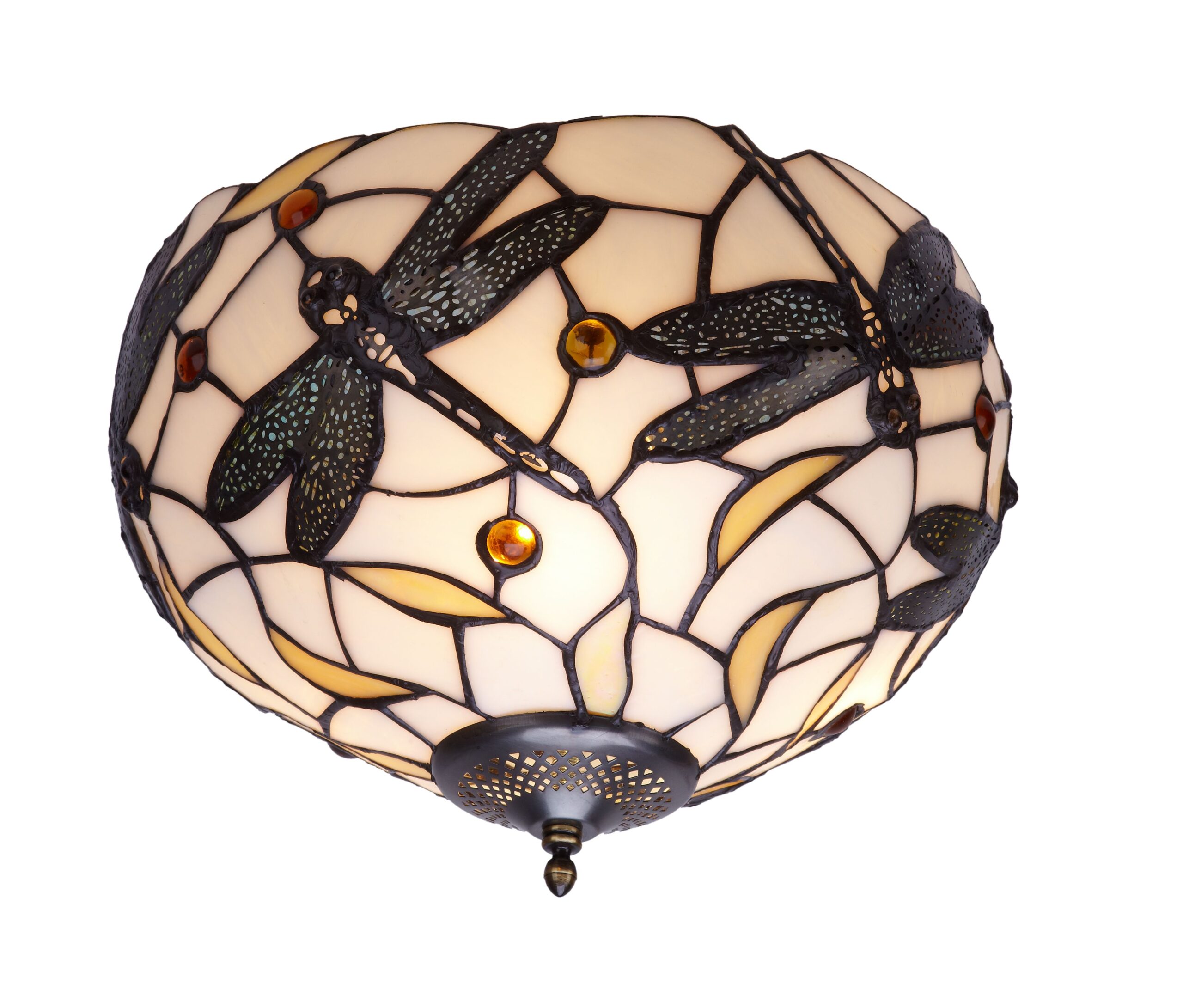 Plafoniera con Libellule Tiffany Piccola, 30cm 2 Plafoniera con Libellule Tiffany Piccola, paralume
