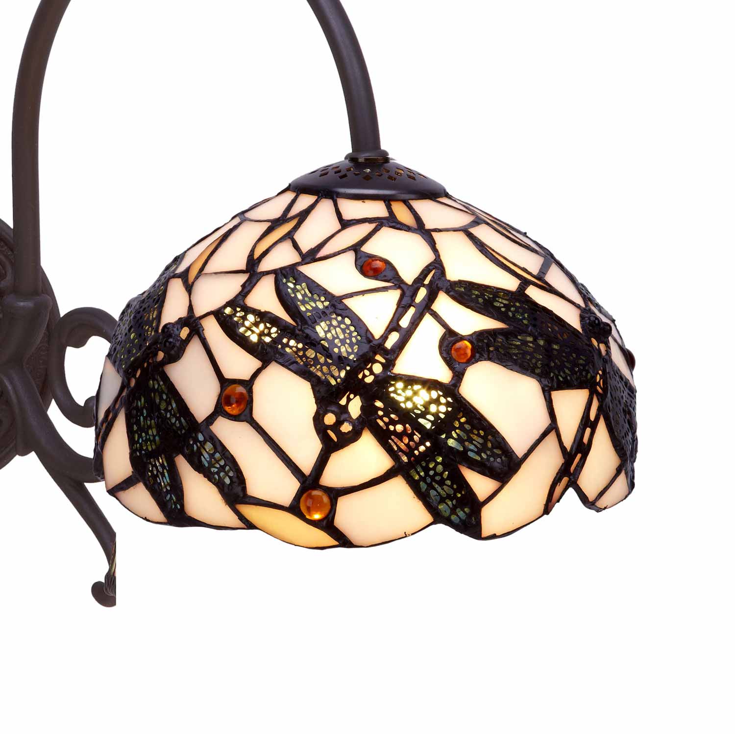Applique con Libellule Tiffany a 2 Bracci, paralume tiffany