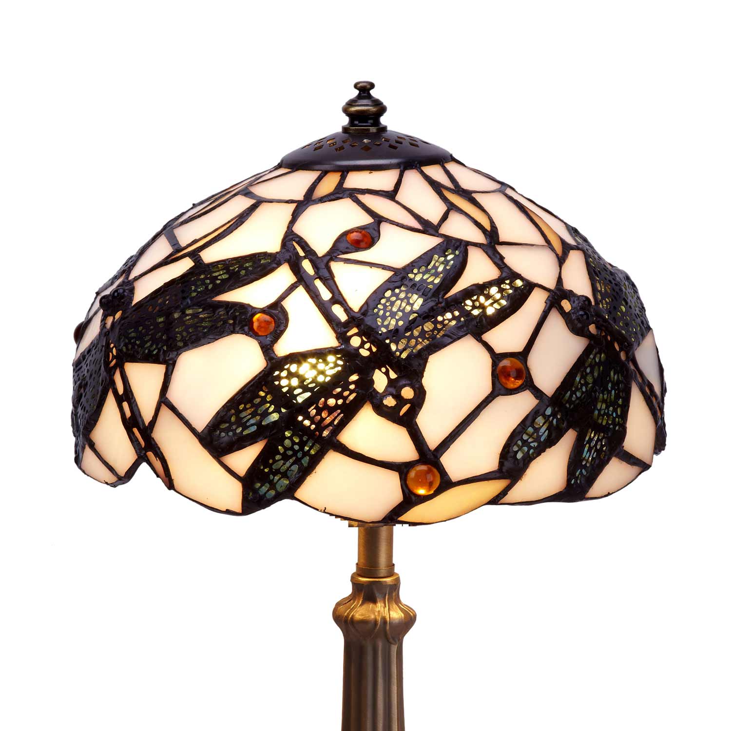 Lampada da Tavolo Libellule Tiffany Media, 30cm 3 Lampada da Tavolo Libellule Tiffany Media, dettagli paralume tiffany