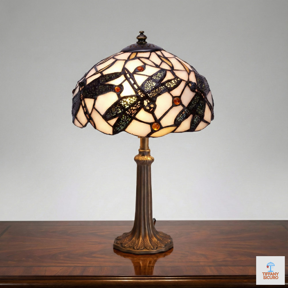 Lampada da Tavolo Libellule Tiffany Media, 30cm 1 Lampada da Tavolo Libellule Tiffany Media