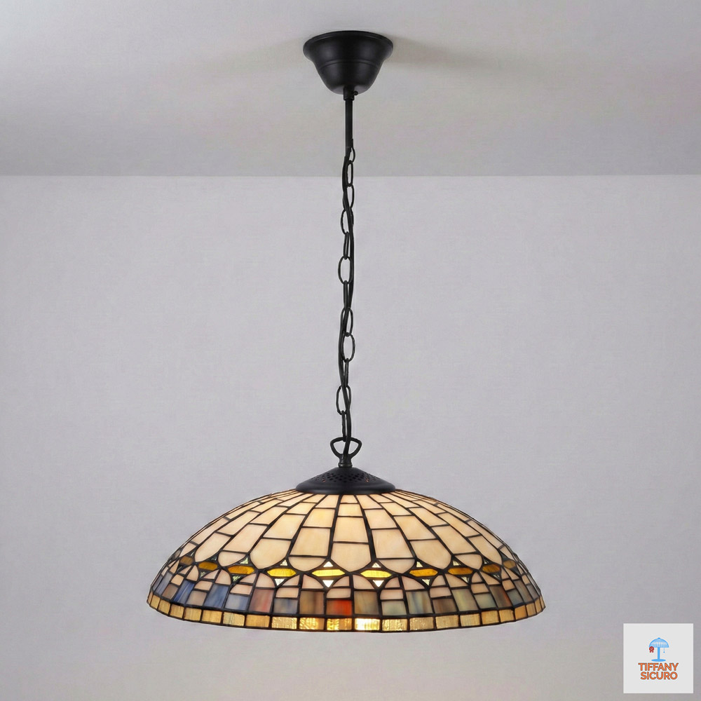 Lampadario Stile Art Deco Tiffany, 40cm 1 Lampadario Stile Art Deco Tiffany